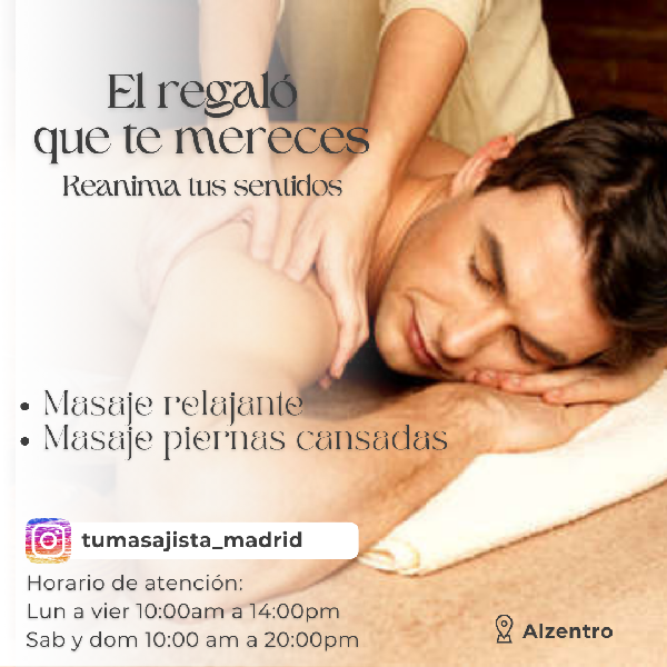 Masaje relajante, masajista Madrid